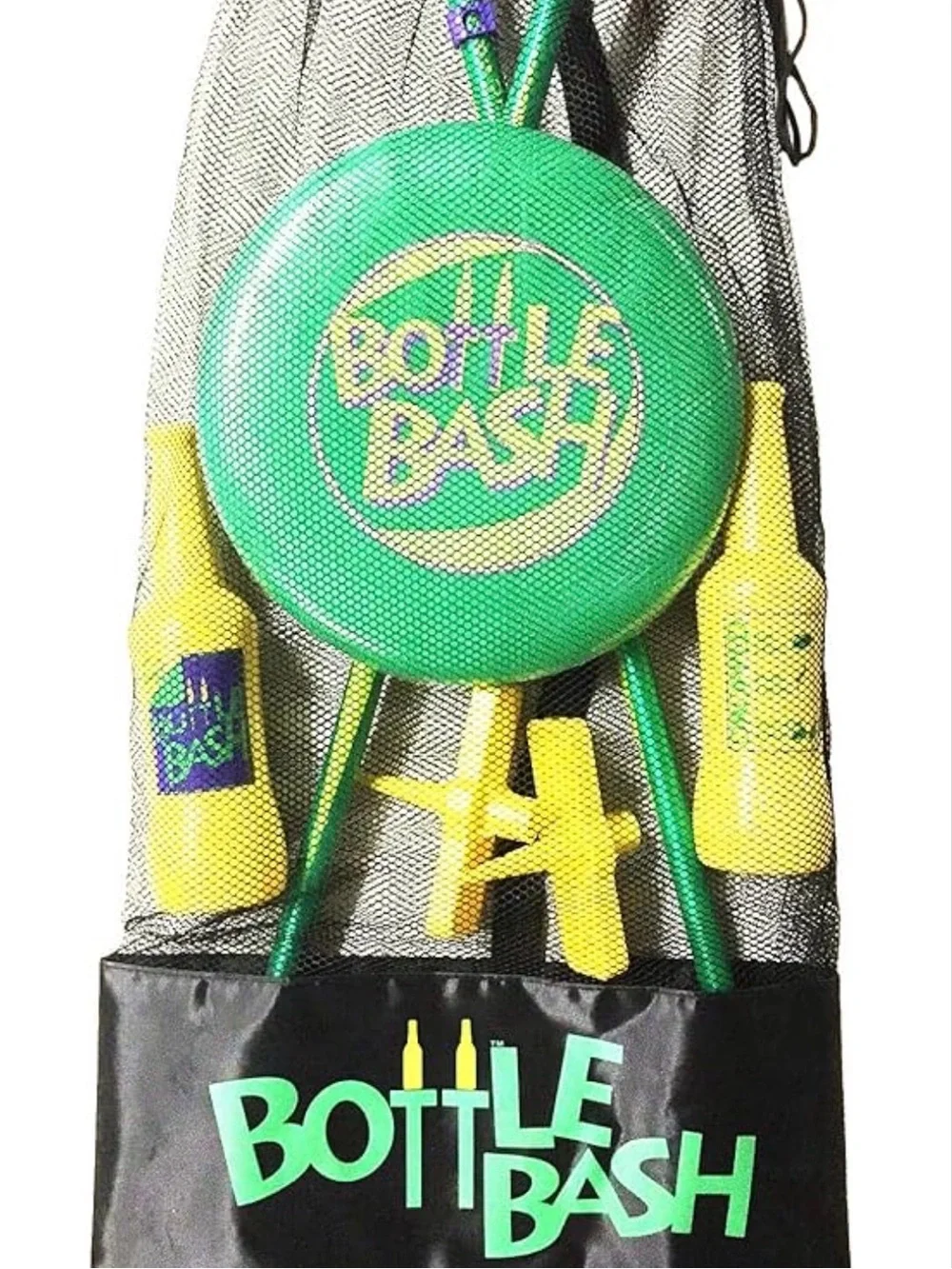 Fun Bottle Bash Outdoor Flying Disc Set Frisbee Toss Backyard Beach Family Game